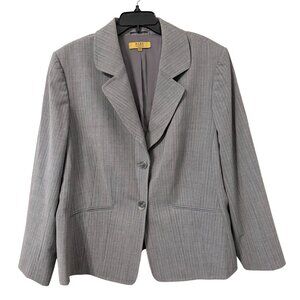Alex Marie Womens Gray Pinstripe Wool Blend Blazer Size 20W Jacket